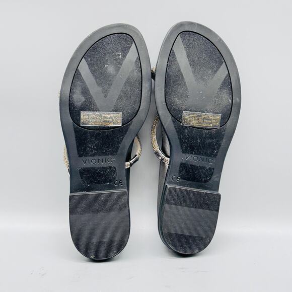 Vionic Sandals Womens 6.5 Silver Metallic Prism Rhinestone Strap Slide Comfort - Picture 8 of 11
